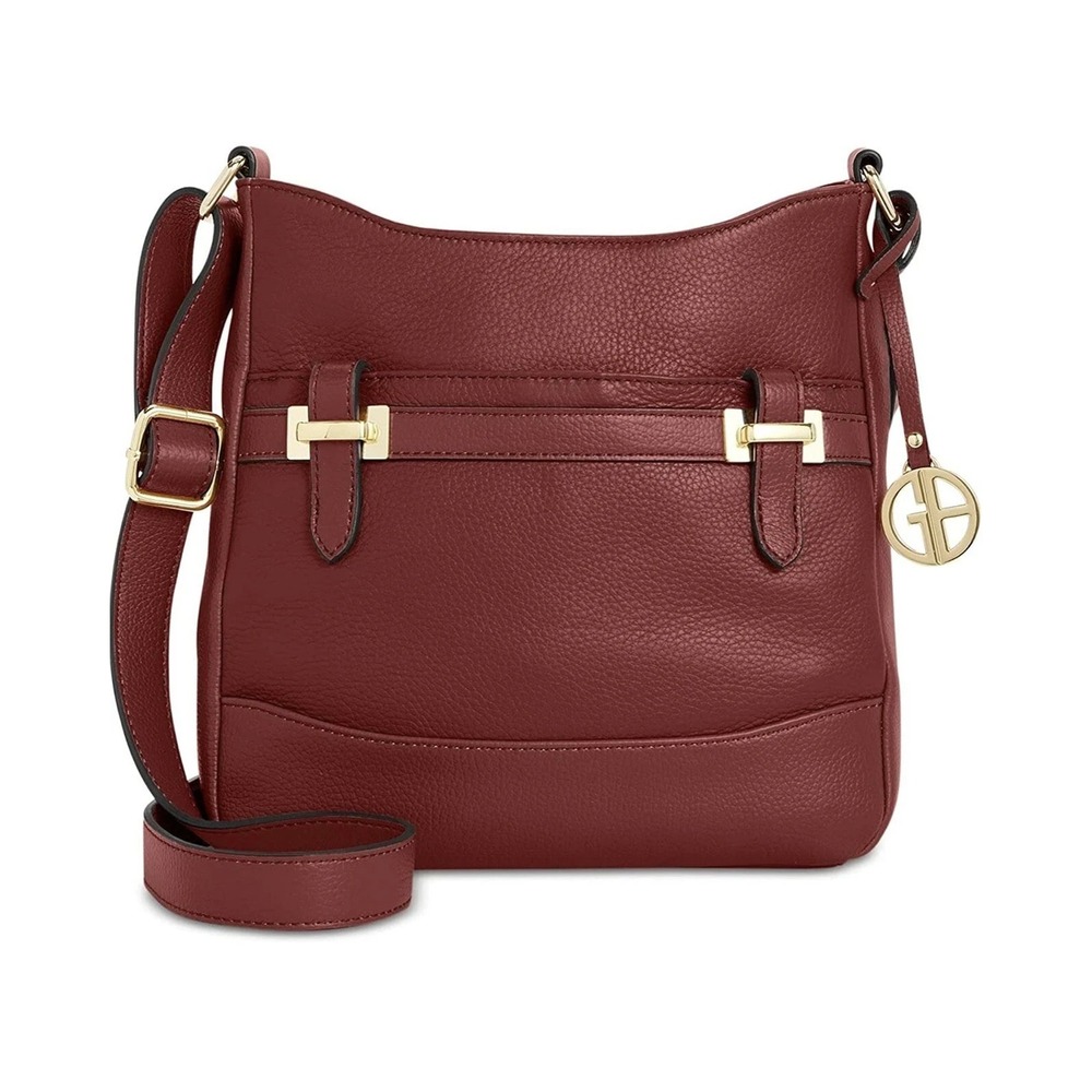 Giani Bernini Deep Wine Purple Bridle Crossbody Bag, Pebbled Leather B000290